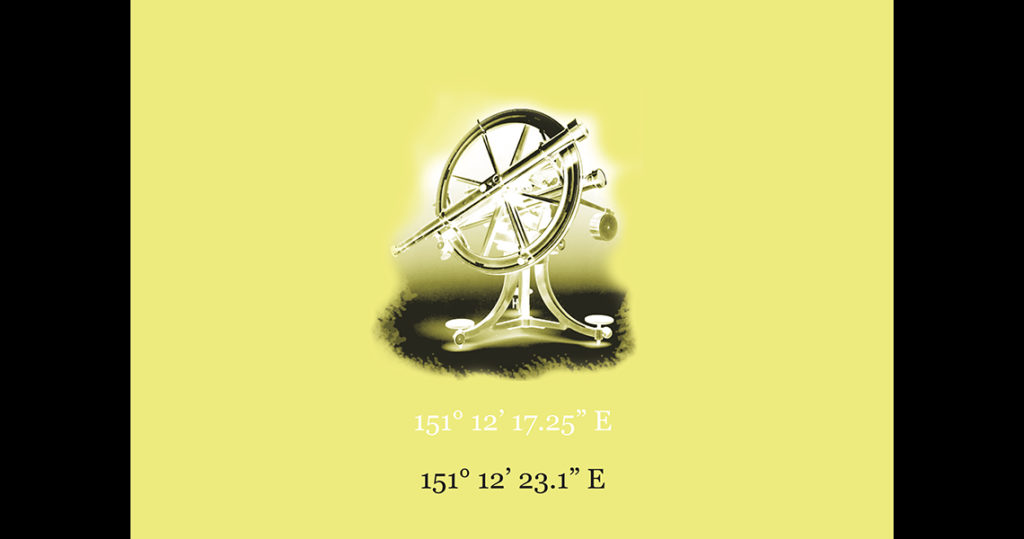 A telescope with wheel against a yellow background